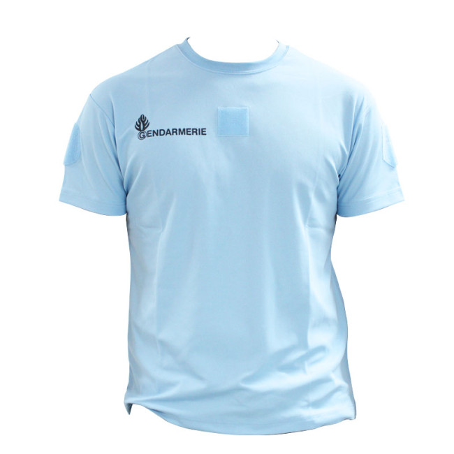 Atmungsaktives T-Shirt Gendarmerie Blau + Klettverschlüsse - Patrol