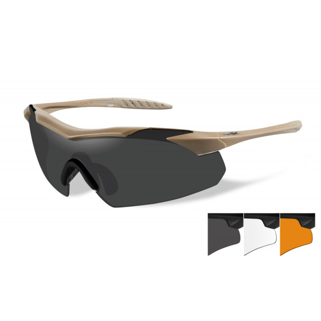 Lunettes de protection balistiques Vapor tan écrans fumé/incolore/orange - Wiley X