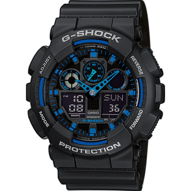 G-Shock Classic GA-100 horloge zwart/blauw - Casio