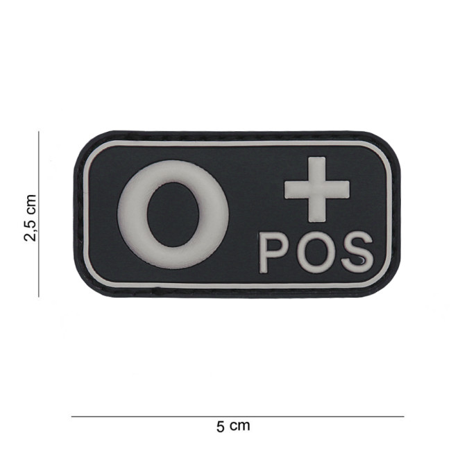3D PVC Patch Blutgruppe O+ schwarz - 101 Inc