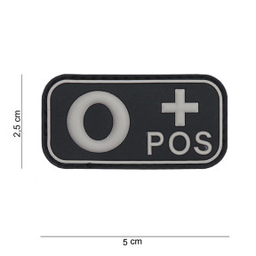 Naszywka 3D PVC grupa krwi O+ czarna - 101 Inc