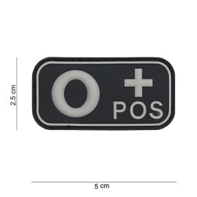 3D PVC Patch Blutgruppe O+ schwarz - 101 Inc