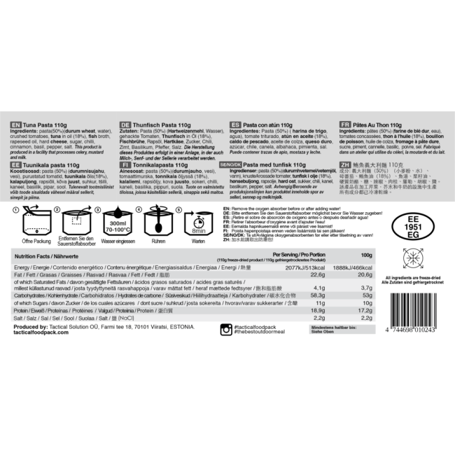Pasta met tonijn - Tactical Foodpack