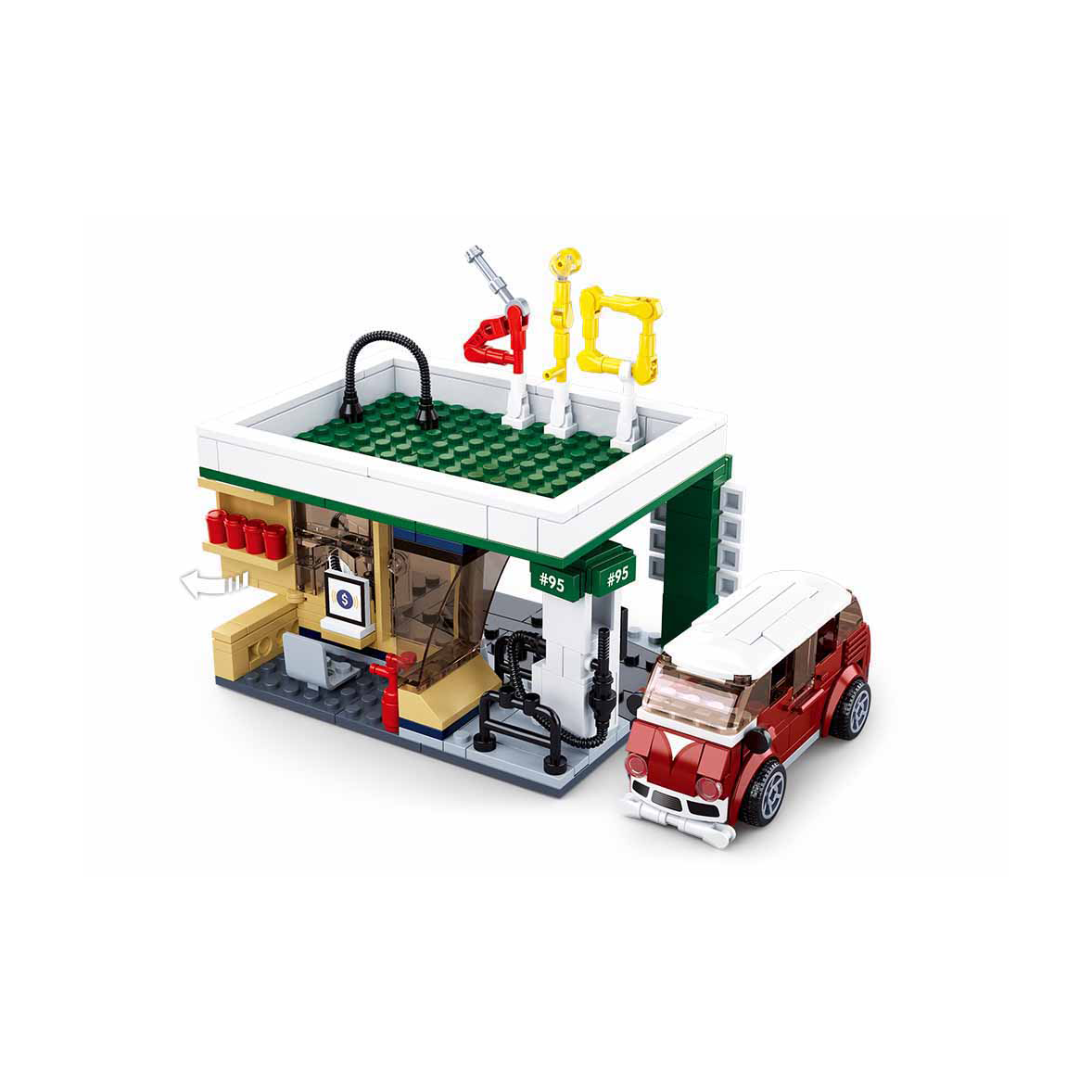 Sluban M38-B0759B - Set Costruzioni Stazione Di Servizio, 322 Pezzi Multicolore. Compatibile Con Altri Mattoncini, Istruzioni Illustrate Incluse. Per Bambini E Collezionisti.