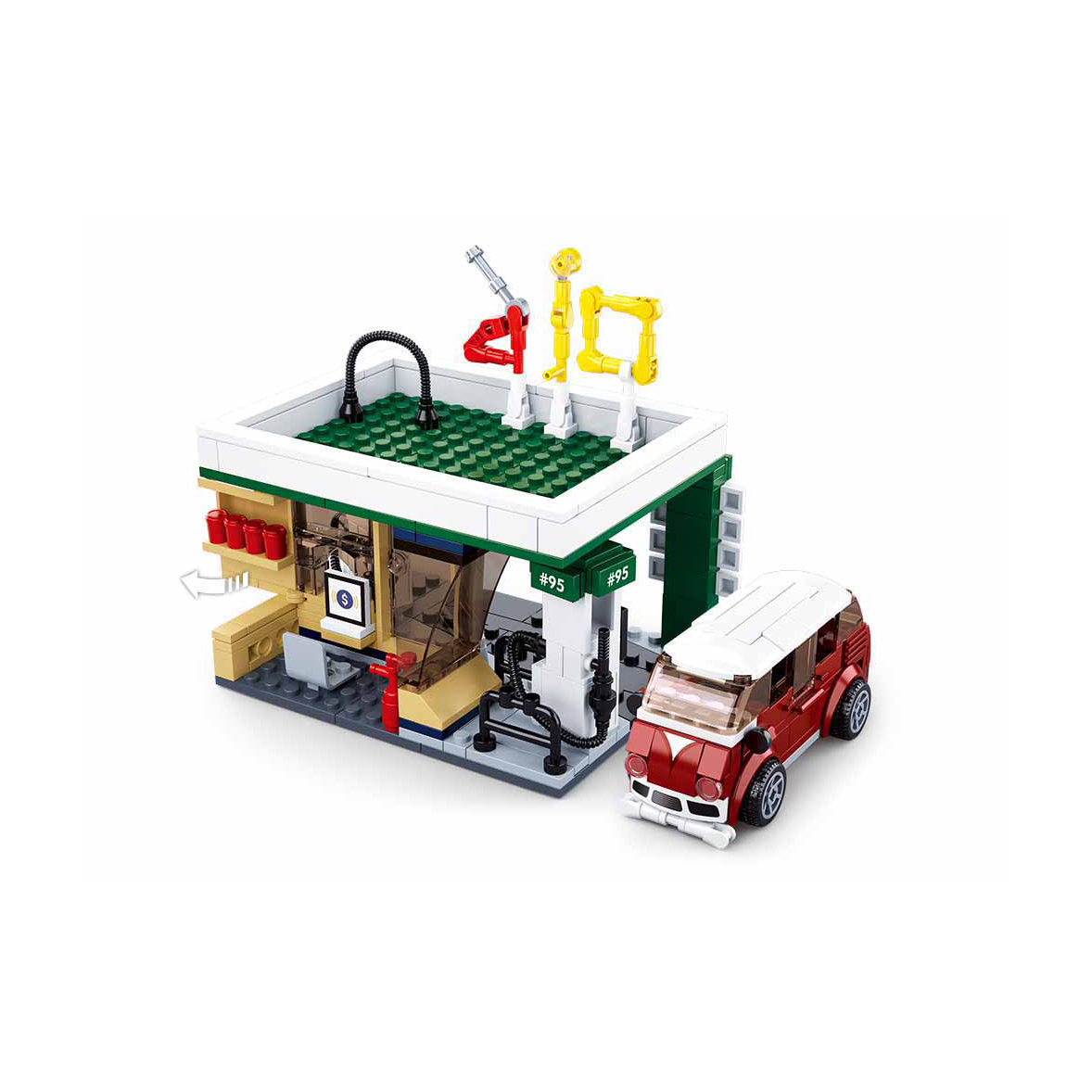 Sluban M38-B0759B - Set Costruzioni Stazione Di Servizio, 322 Pezzi Multicolore. Compatibile Con Altri Mattoncini, Istruzioni Illustrate Incluse. Per Bambini E Collezionisti.