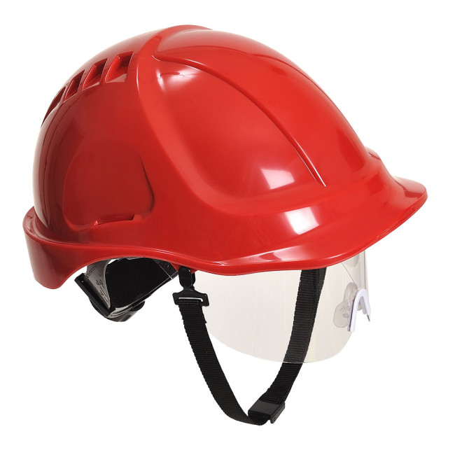 Kask budowlany endurance z wizjerem Czerwony - Portwest