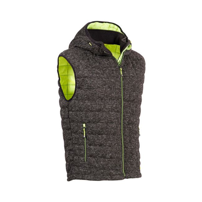 MOUWLOOS GEWATTEERD VEST TEDDY ZWART EN FLUOR GEEL - North Ways