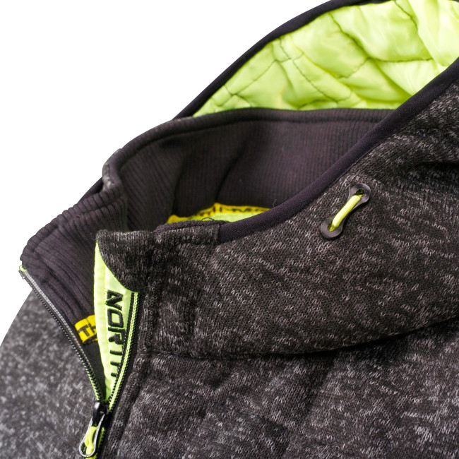 GILET SANS MANCHE MATELASSE TEDDY NOIR ET JAUNE FLUO - North Ways