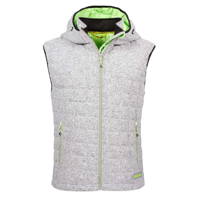 GILET SANS MANCHE MATELASSE TEDDY GRIS CHINE ET VERT FLUO - North Ways