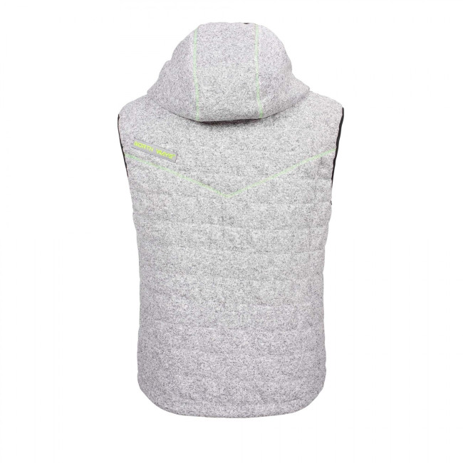 MOUWLOOS GEWATTEERD VEST TEDDY GRIJSGEMÊLEERD EN FLUOR GROEN - North Ways