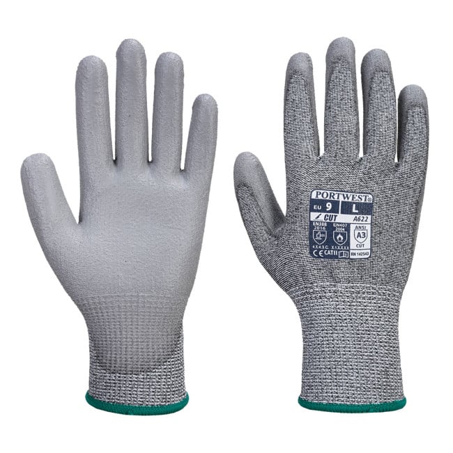 Gant anti-coupures niveau C et paume en PU Gris - Portwest