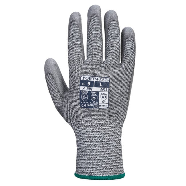 Gant anti-coupures niveau C et paume en PU Gris - Portwest
