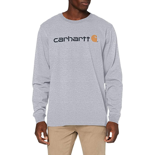 Core Logo Langarm-T-Shirt 104107 Heather Grey - Carhartt