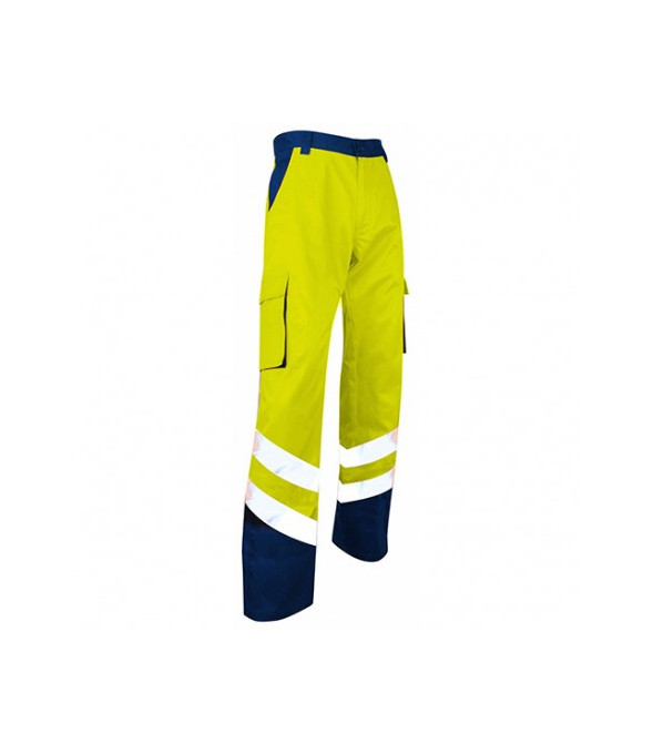 Pantalon de travail Protection HV Marine/Jaune Fluo - LMA