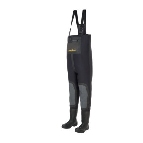 Spodniobuty neoprenowe Czarne 4mm + wzmocnienie kolan Cordura + buty PVC - GoodYear