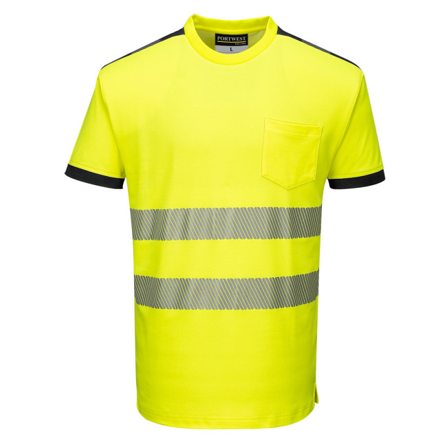Tee-Shirt HV Jaune et Noir bandes segmentées T181 - Portwest