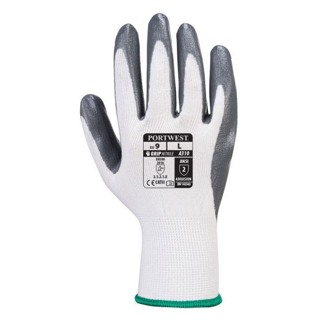 Gant enduit PU A310 NITRILE GRIP Gris/Blanc - Portwest