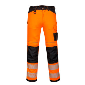 Spodnie robocze wysokiej widoczności WORK PW340 pomarańczowe/czarne - Portwest