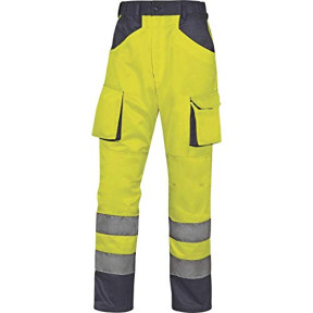 SPODNIE ROBOCZE WYSOKIEJ WIDOCZNOŚCI MACH2 BAWEŁNA POLIESTER Żółty fluo/Szary - DELTA PLUS