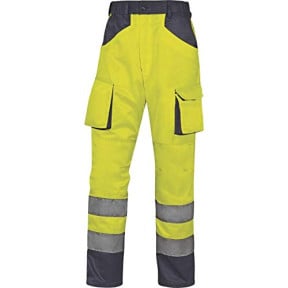 PANTALON DE TRAVAIL HAUTE VISIBILITÉ MACH2 COTON POLYESTER Jaune fluo/Gris - DELTA PLUS