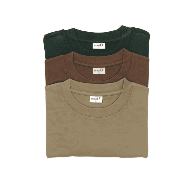 Set van 3 effen T-shirts Kaki/Beige/Bruin - Percussion