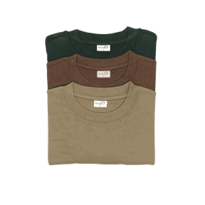 Lot de 3 tee-shirts unis Kaki/Beige/Marron - Percussion