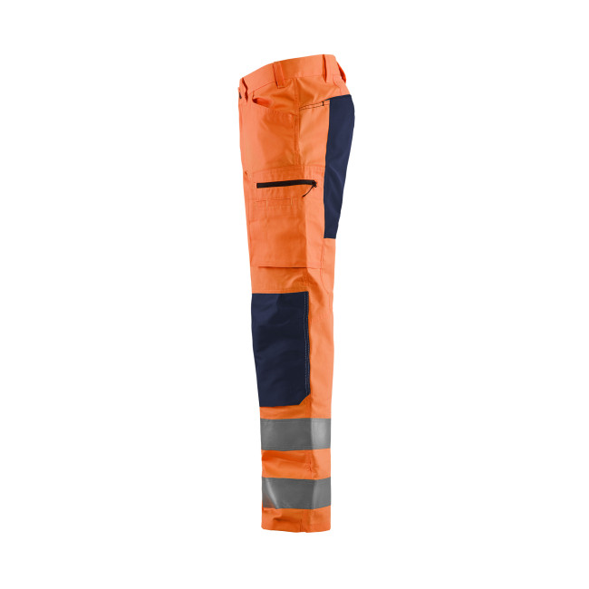 Pantalon artisan haute-visibilité +stretch Orange fluo/Marine - Blaklader