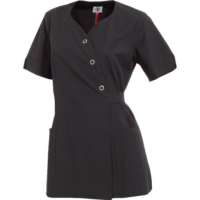 TUNIQUE FEMME PEPITA ANTI-TACHES MC CPLYCRA PEPITA NOIR - HASSON