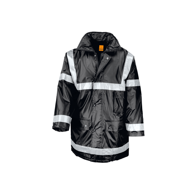 Parka Noir matelassé avec bandes réfléchissantes - Result