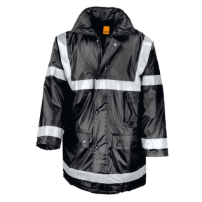 Parka Noir matelassé avec bandes réfléchissantes - Result