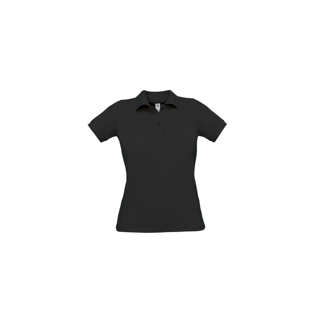 Dames polo korte mouwen zwart - B&C