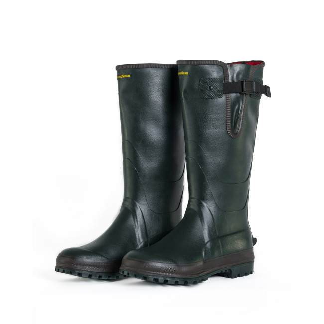 Bottes caoutchouc Vert Forêt 100% main + doublure Néoprène avec insert acier - GoodYear