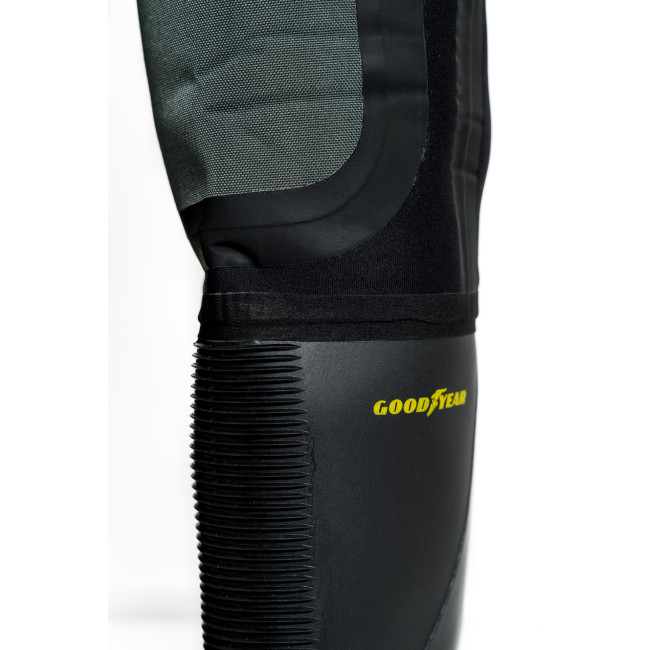 Neopren Wathose Schwarz 4mm + Cordura Knieverstärkung + PVC-Stiefel - GoodYear