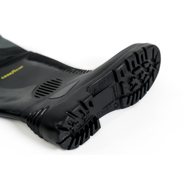 Neopren-Wathose Schwarz 4mm + Cordura-Knieverstärkung + PVC-Stiefel - GoodYear