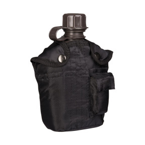US-FELDFLASCHE PVC IMP. 1L MIT SCHWARZEM BEZUG - Miltec