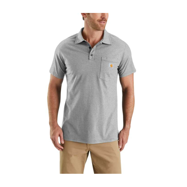 FORCE COTTON DELMONT POCKET POLO 103569 034-HGY-HEATHERGREY