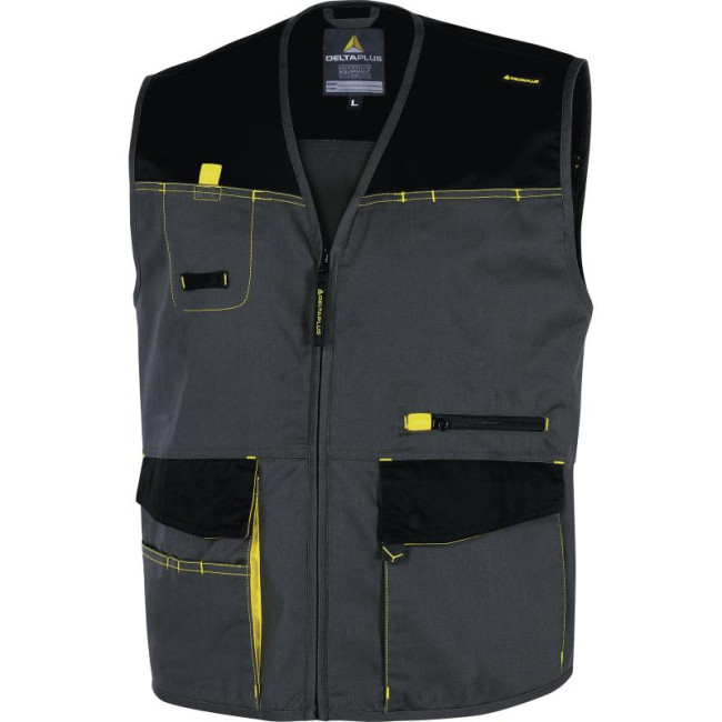GILET DE TRAVAIL D-MACH POLYESTER COTON GRIS/JAUNE - DELTA PLUS