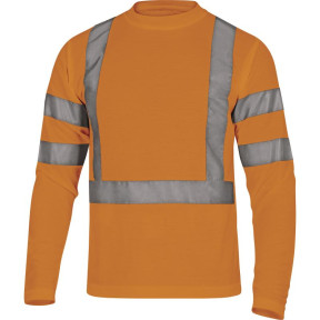 Polyester hoge zichtbaarheid T-shirt lange mouwen Oranje - Delta Plus