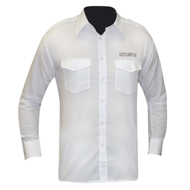 Chemise pilote blanche manches longues brodée SECURITE - Patrol Chemise pilote blanche manches longues brodée SECURITE - Patrol