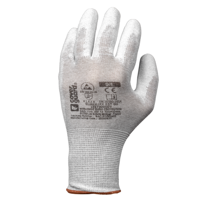Eurolite EST90 13G polyester/koolstof handschoenen met PU coating op handpalm - Coverguard