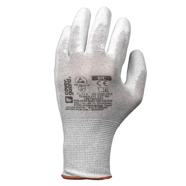 Gants Eurolite EST90 13G polyester/carbone Paume enduite PU - Coverguard