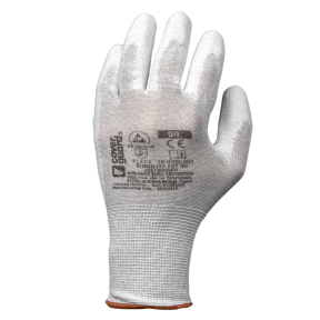 Eurolite EST90 13G polyester/koolstof handschoenen met PU coating op handpalm - Coverguard