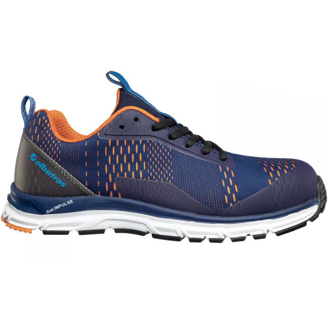 Sicherheitsschuhe AER55 Impulse low S1P ESD HRO SRA blau und orange - Albatros