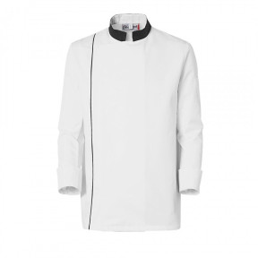 Veste de cuisine homme Ajik manches longues Blanc et noir - Molinel