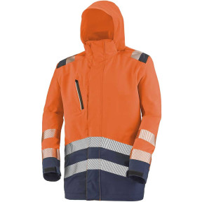 Parka z kapturem Erwin pomarańczowy fluo i granatowy - Lafont
