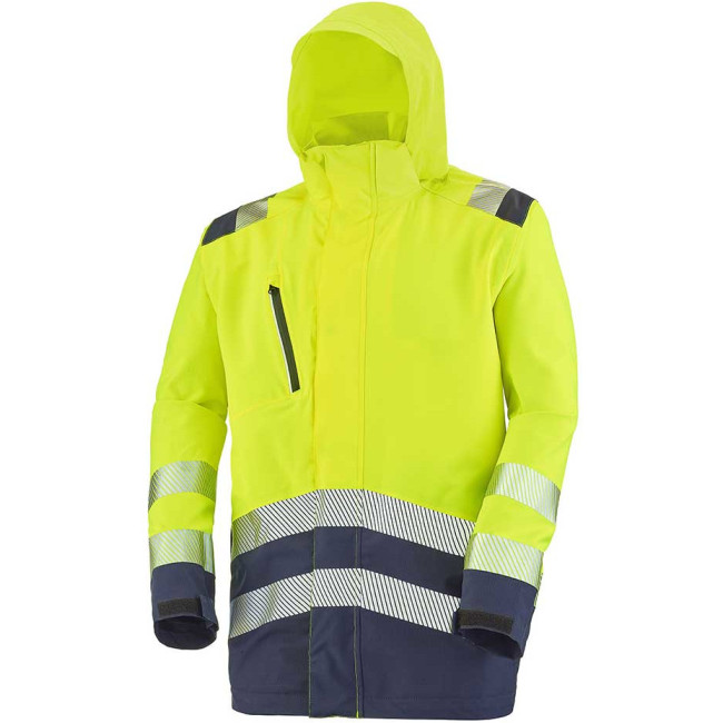 Parka coqué Erwin jaune fluo et marine - Lafont
