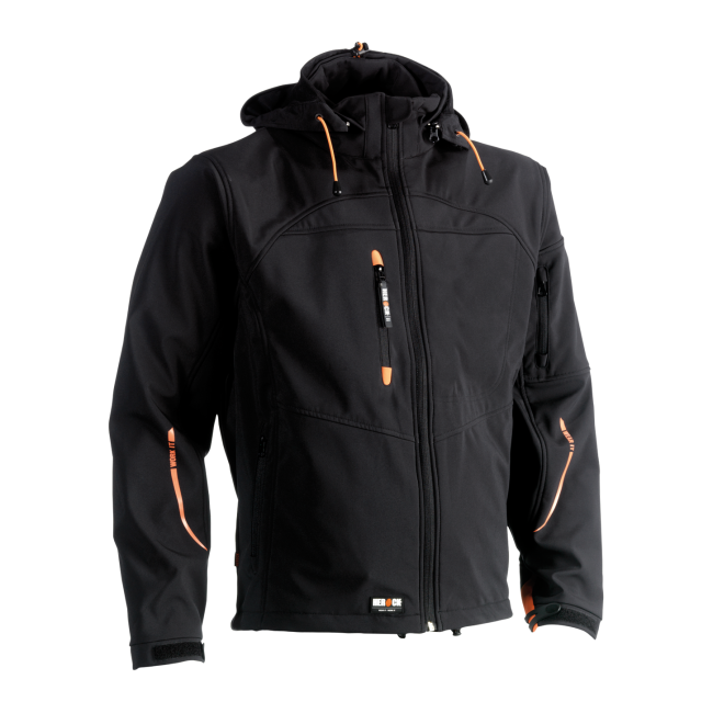 Czarna kurtka Softshell z kapturem POSEIDON - Herock