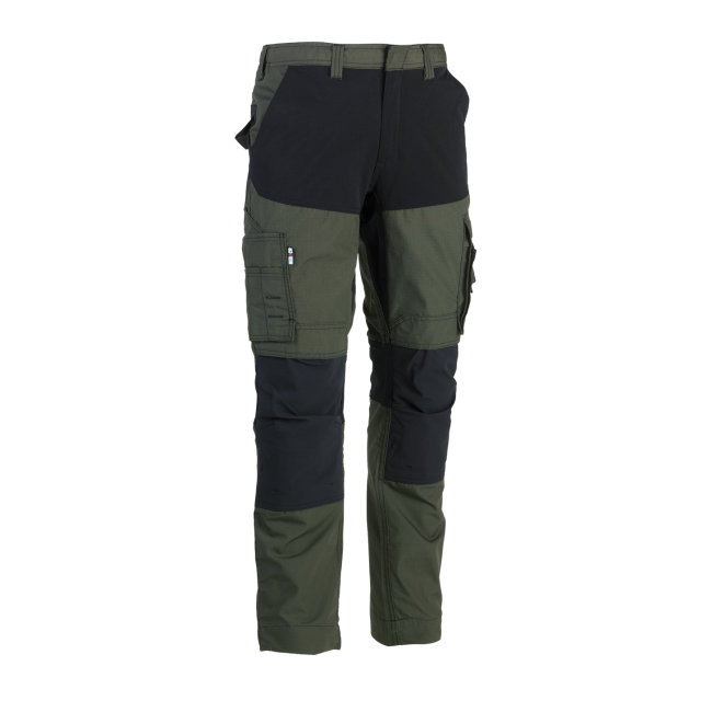 Arbeitshose mit vielen Taschen HECTOR Dunkel Khaki/Schwarz - Herock