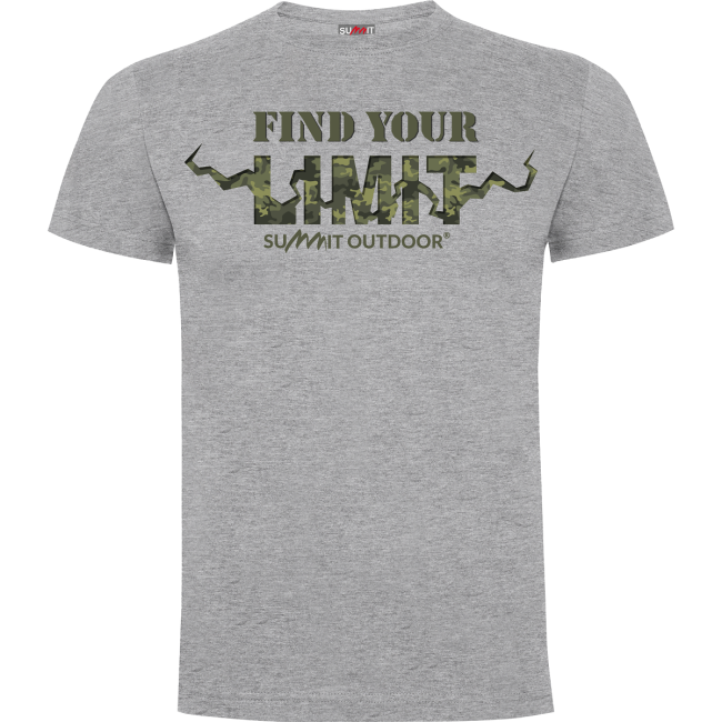 T-Shirt Find your Limit Camo Grau meliert - Army Design von Summit Outdoor