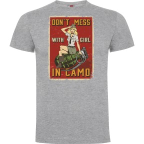 T-Shirt Don't Mess with girl Grau meliert - Army Design by Summit Outdoor